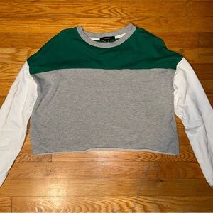 Forever 21 Tri-Tone Sweatshirt in Green, Gray, and White